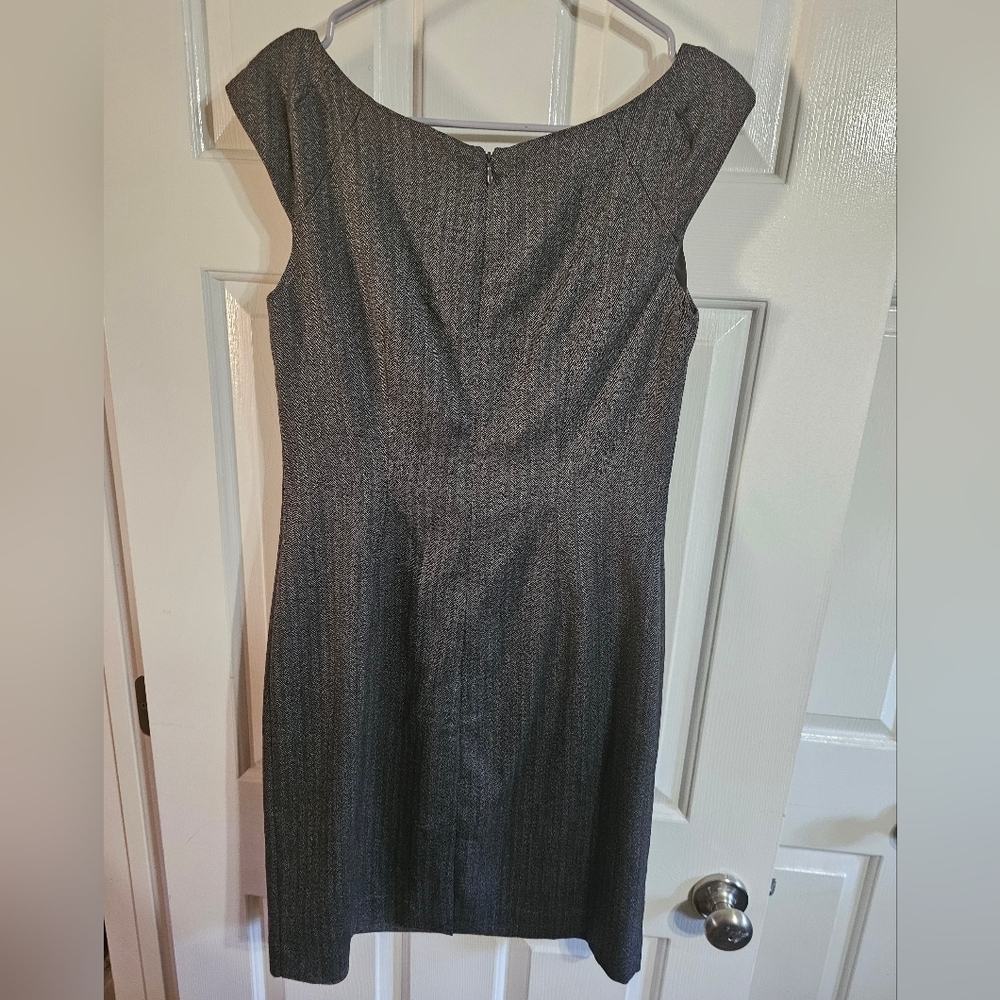 Mossimo Stretch Gray Herringbone Cap Sleeve Sheath Dress Size 8 Vintage Career - Picture 3 of 7
